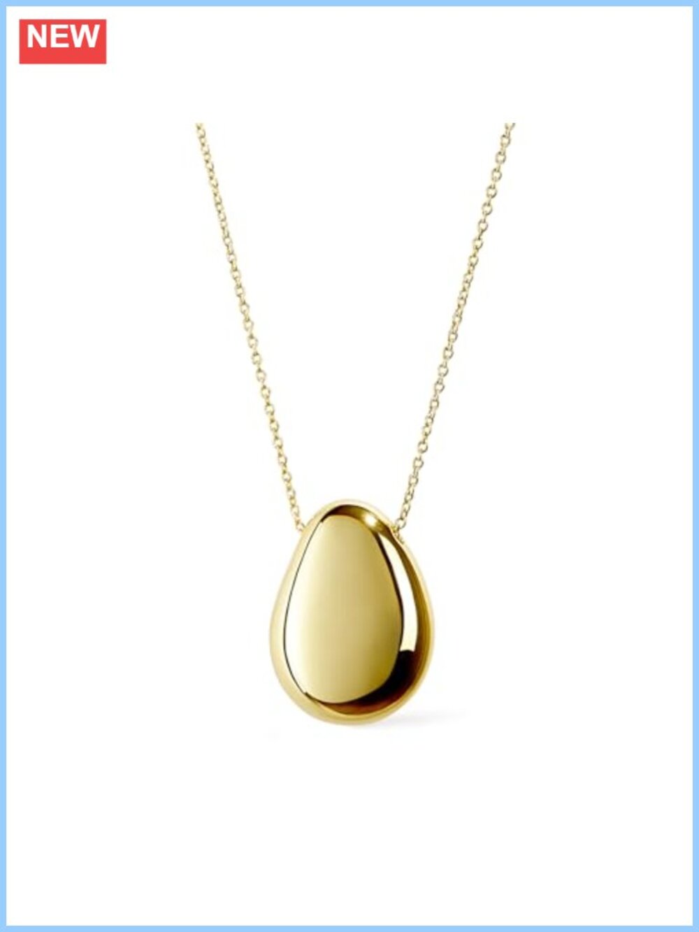 14K Gold Plated Pendant Necklace with Mother of Pearl Teardrop, Lobster Clasp,